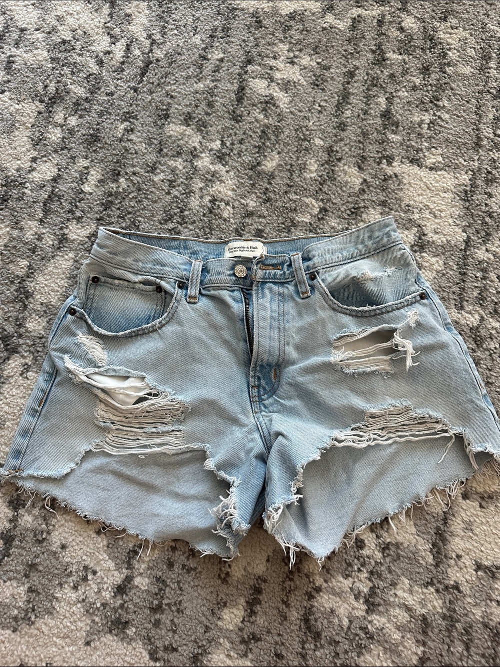Abercrombie & Fitch Light Blue Distressed Denim Cutoff Shorts